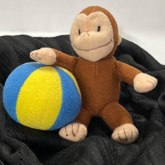 Miniature Vintage Curious George Plush Toy Collectible with Circus Ball 4" - Picture 13 of 15